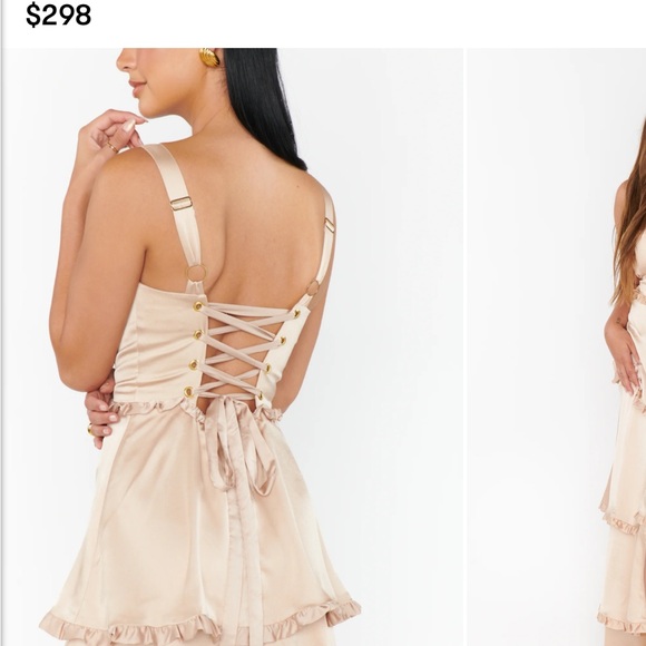 Show Me Your MuMu Lady Corset dress in champagnee luxe satin size medium - Picture 3 of 6